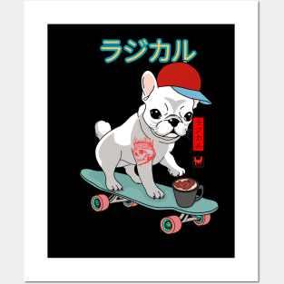 French Bulldog Freestyle: Café Cruisin' on Wheels Posters and Art